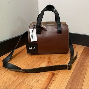 ABLE Axum Satchel/ Crossbody NWT in Whiskey,Bone&Black